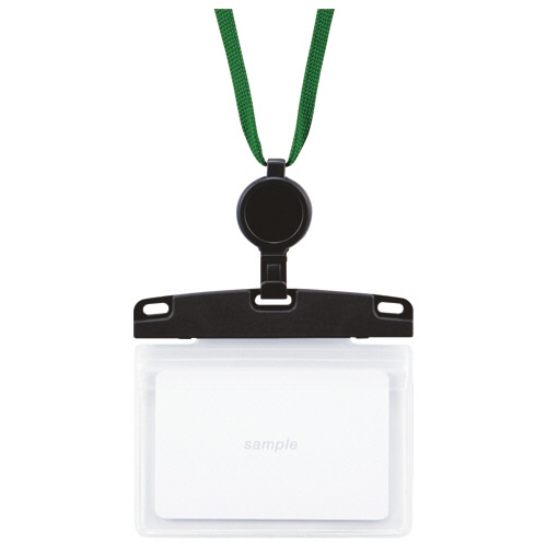 オープン工業　吊下げ名札　リール式　ソフトタイプ　ヨコ名刺サイズ　２枚収容　緑　ＮＬ－２７Ｐ－ＧＮ　１個