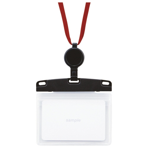 オープン工業　吊下げ名札　リール式　ソフトタイプ　ヨコ名刺サイズ　２枚収容　赤　ＮＬ－２７Ｐ－ＲＤ　１個
