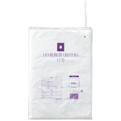 伊藤忠リーテイルリンク　ＨＤＰＥ規格袋（紐付き）　１２号　０．００７×２３０×３４０ｍｍ　半透明　ＨＫＳ－１２０７　１パック（２００枚）