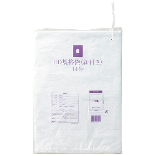 伊藤忠リーテイルリンク　ＨＤＰＥ規格袋（紐付き）　１４号　０．００７×２８０×４１０ｍｍ　半透明　ＨＫＳ－１４０７　１パック（２００枚）