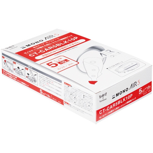 トンボ鉛筆　修正テープ　モノエアー　つめ替えタイプ用カートリッジ　紙箱入り　５ｍｍ幅×１０ｍ　赤　ＣＴ－ＣＡＲ５ＢＬＫ１０Ｐ　１箱（１０個）