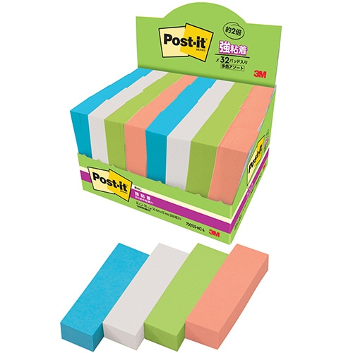 3M ポスト・イット 強粘着見出し マルチカラー4 50×15mm 4色 7001SS-MC-4 1パック(32冊)