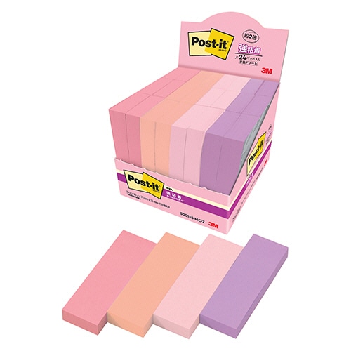 3M ポスト・イット 強粘着ふせん マルチカラー7 75×25mm 4色 5001SS-MC-7 1パック(24冊)
