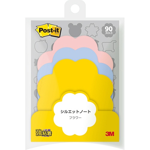 3M ポスト・イット シルエットノート 強粘着タイプ フラワー 3色 SSS-FLR 1パック(3冊)