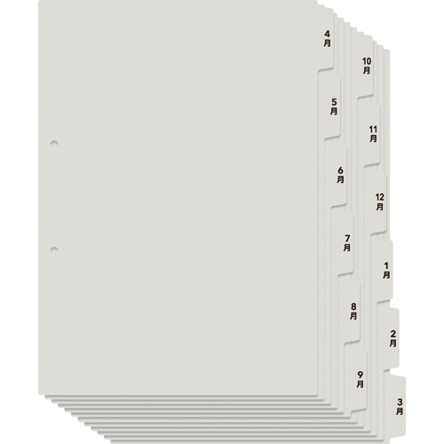 プラス たすけあ レセプト用4-3月インデックス A4タテ 6山2組 グレー FL-809IS 1パック