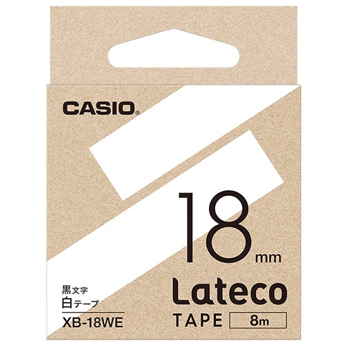 カシオ　ラテコ　詰替用テープ　１８ｍｍ×８ｍ　白／黒文字　ＸＢ－１８ＷＥ　１個