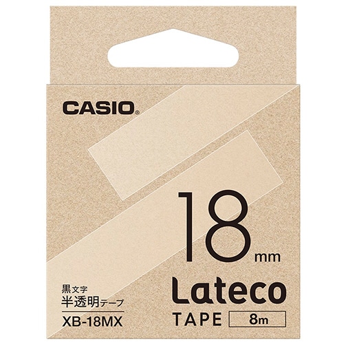 カシオ　ラテコ　詰替用テープ　１８ｍｍ×８ｍ　半透明／黒文字　ＸＢ－１８ＭＸ　１個