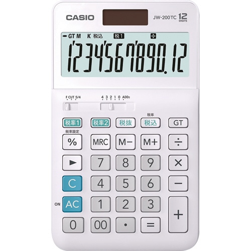 カシオ W税率電卓 12桁 ジャストタイプ JW-200TC-N 1台