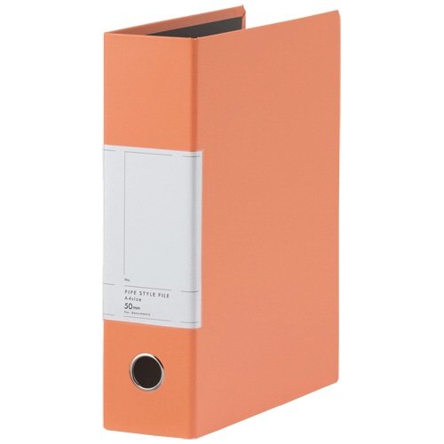 TANOSEE 両開きパイプ式ファイルSt A4タテ 500枚収容 50mmとじ 背幅77mm オレンジ 1冊