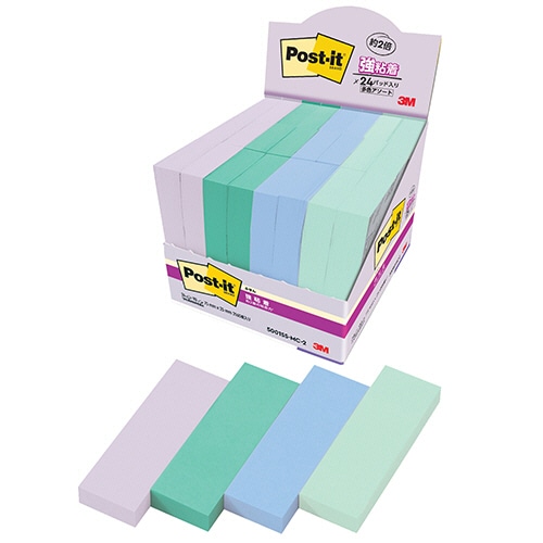 3M ポスト・イット 強粘着ふせん マルチカラー2 75×25mm 4色 5001SS-MC-2 1パック(24冊)