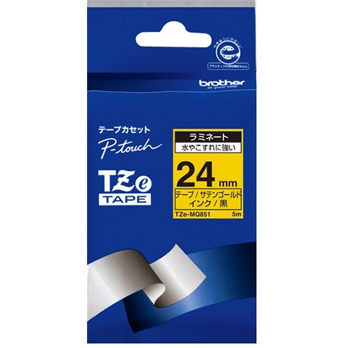 ブラザー　ピータッチ　ＴＺｅテープ　おしゃれテープ　２４ｍｍ　つや消し　サテンゴールド／黒文字　ＴＺＥ－ＭＱ８５１　１個