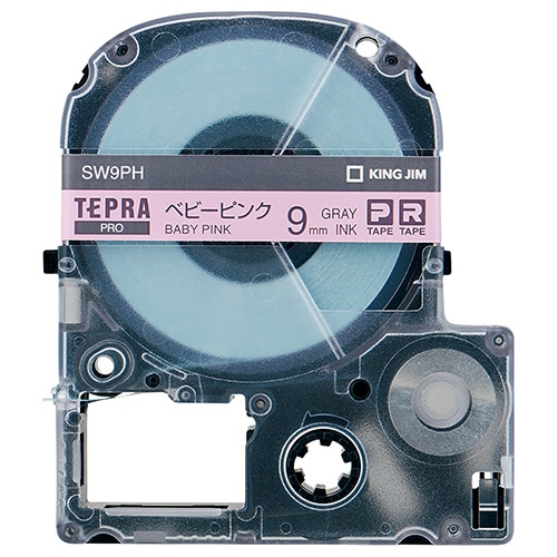 キングジム テプラ PRO テープカートリッジ ソフト 9mm ベビーピンク/グレー文字 SW9PH 1個