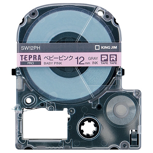 キングジム テプラ PRO テープカートリッジ ソフト 12mm ベビーピンク/グレー文字 SW12PH 1個
