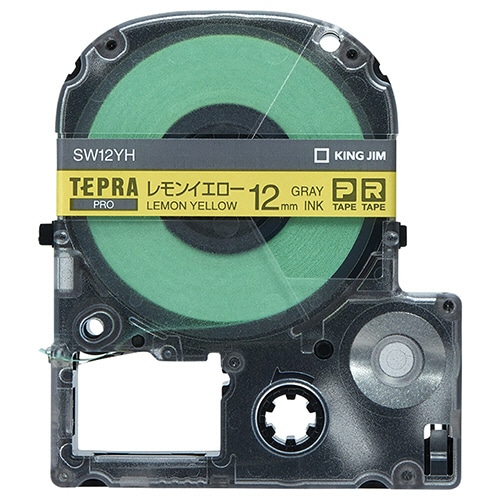 キングジム テプラ PRO テープカートリッジ ソフト 12mm レモンイエロー/グレー文字 SW12YH 1個