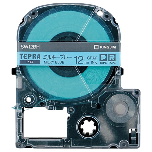 キングジム テプラ PRO テープカートリッジ ソフト 12mm ミルキーブルー/グレー文字 SW12BH 1個