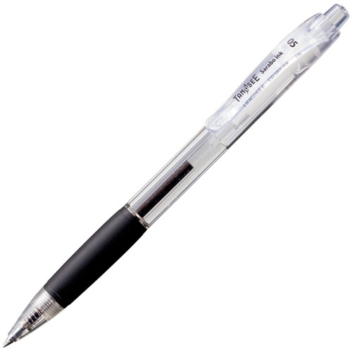 TANOSEE ノック式油性ボールペン(なめらかインク) 0.5mm 黒 (軸色:クリア) 1本