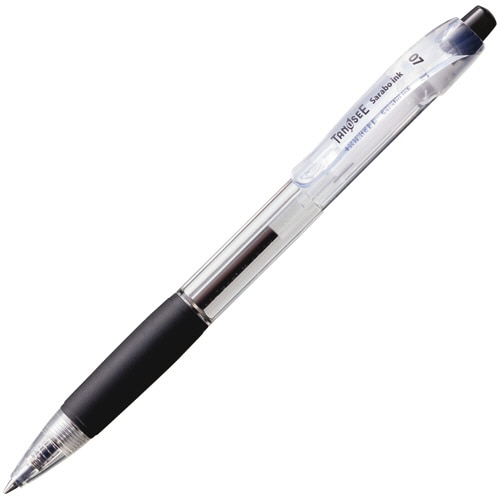 TANOSEE ノック式油性ボールペン(なめらかインク) 0.7mm 黒 (軸色:クリア) 1本