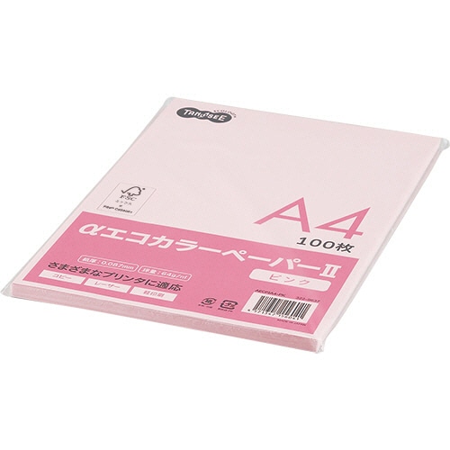 TANOSEE αエコカラーペーパーII A4 ピンク 少枚数パック 1冊(100枚)