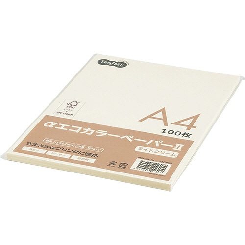 TANOSEE αエコカラーペーパーII A4 ライトクリーム 少枚数パック 1冊(100枚)