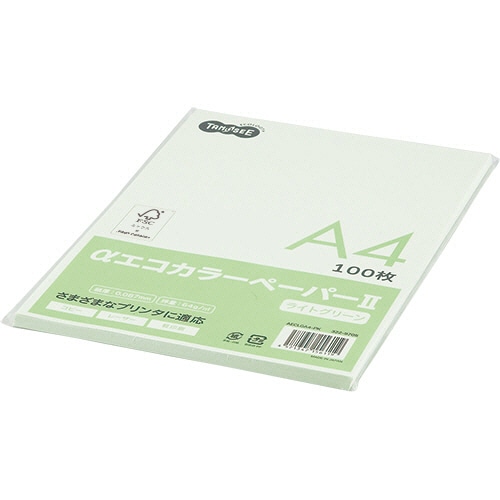 TANOSEE αエコカラーペーパーII A4 ライトグリーン 少枚数パック 1冊(100枚)