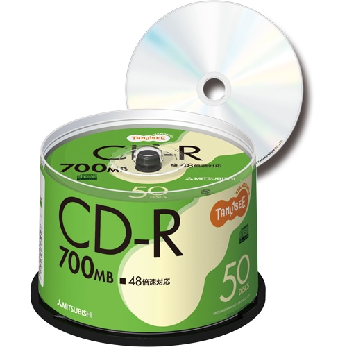 TANOSEE 三菱ケミカルメディア データ用CD-R 700MB 48倍速 ブランドシルバー スピンドルケース SR80FC50T 1パック(50枚)