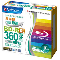 バーベイタム 録画用BD-R DL 260分 1-4倍速 ホワイトワイドプリンタブル 5mmスリムケース VBR260YP10V1 1パック(10枚)