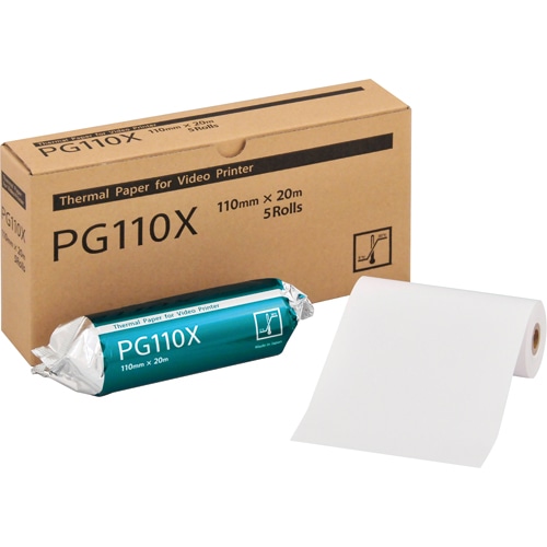 中川製作所 ビデオプリンタ用紙 PG110X 幅110mm×長さ20m 直径50mm 芯内径12mm 0000-204-V020 1箱(5巻)