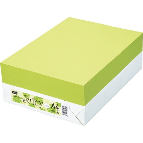 TANOSEE カラーペーパー Juicy A4 ライム 1冊(500枚)