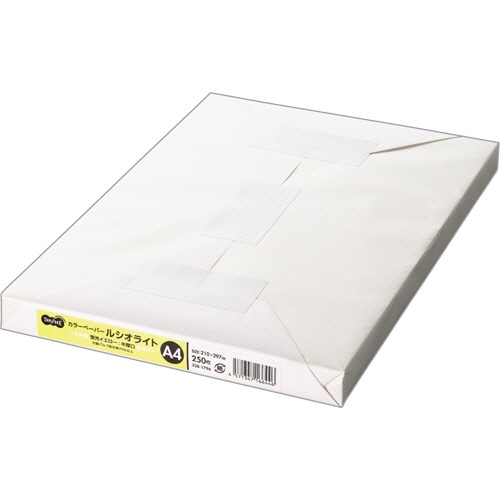 TANOSEE カラーペーパー ルシオライト 中厚口 A4 蛍光イエロー 1冊(250枚)