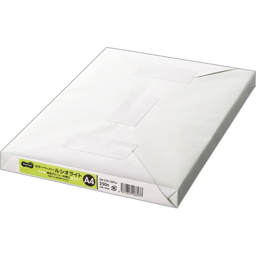 TANOSEE カラーペーパー ルシオライト 中厚口 A4 蛍光グリーン 1冊(250枚)