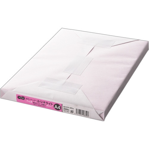 TANOSEE カラーペーパー ルシオライト 中厚口 A4 蛍光ピンク 1冊(250枚)