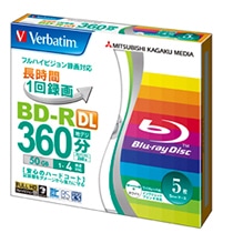 バーベイタム 録画用BD-R DL 260分 1-4倍速 ホワイトワイドプリンタブル 5mmスリムケース VBR260YP5V1 1パック(5枚)
