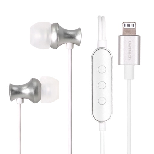 オウルテック Lightningコネクタイヤホン マイクボリュームコントロール付 シルバー 90cm OWL-EPLT01-SI 1個