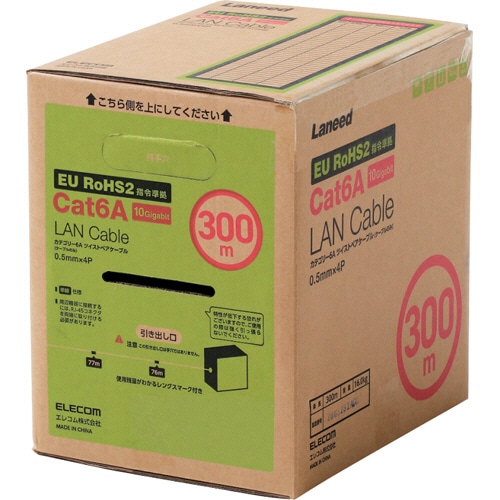 エレコム CAT6A対応 長尺LANケーブル ホワイト 300m RoHS指令準拠(10物質) LD-GPAL/WH300RS 1箱