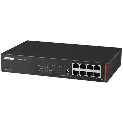 バッファロー レイヤー2 Giga PoEアンマネージスイッチ 8ポート ブラック BS-GU2108P 1台