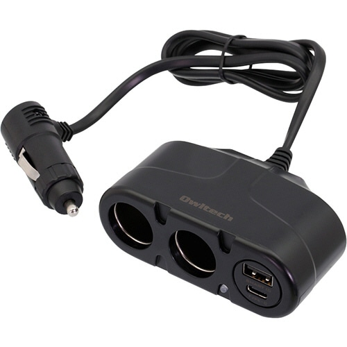オウルテック シガーソケット分配器 ケーブルタイプ ブラック OWL-CCUCD2C-BK 1個