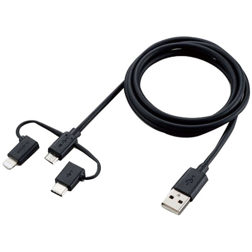 エレコム　３ｉｎ１スマートフォン用ＵＳＢケーブル　ブラック　１．２ｍ　ＲｏＨＳ指令準拠（１０物質）　ＭＰＡ－ＡＭＢＬＣＡＤ１２ＢＫ　１本