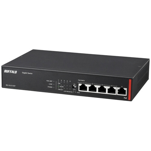 バッファロー レイヤー2 Giga PoEアンマネージスイッチ 5ポート ブラック BS-GU2105P 1台