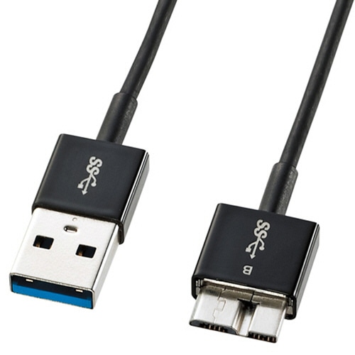 サンワサプライ USB3.0対応マイクロケーブル 超極細タイプ (A)オス-(B)オス ブラック 0.5m KU30-AMCSS05 1本