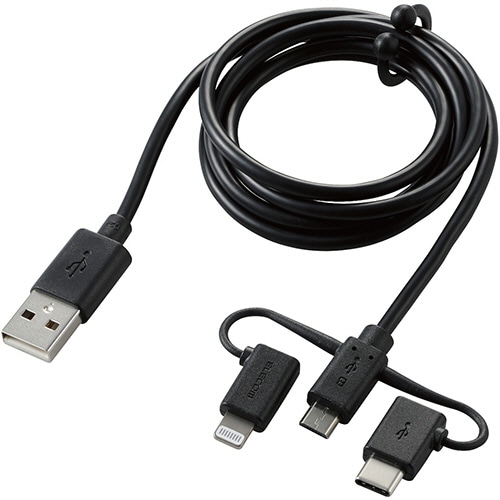 エレコム まとまる3in1スマートフォン用USBケーブル ブラック 1.0m RoHS指令準拠(10物質) MPA-MAMBLAD10BK 1本