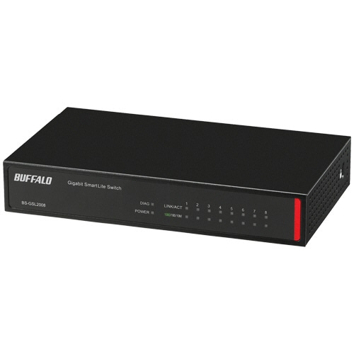 バッファロー レイヤー2 Giga スマートLiteスイッチ 8ポート ブラック BS-GSL2008 1台