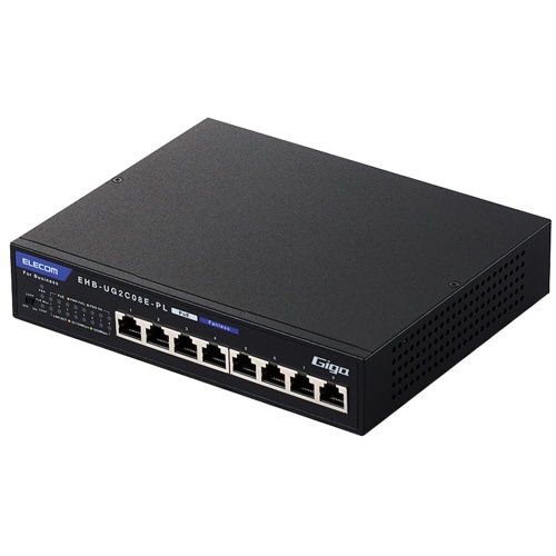 エレコム 1000BASE-T対応 PoEスイッチングハブ 8ポート RoHS指令準拠(10物質) EHB-UG2C08E-PL 1台