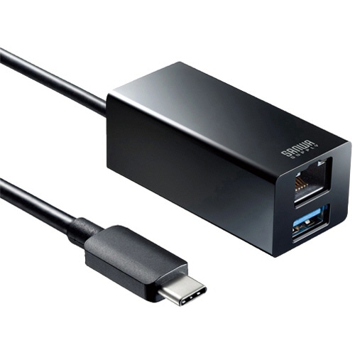 サンワサプライ USB Type-Cハブ付き ギガビットLANアダプタ ブラック USB-3TCH33BK 1個