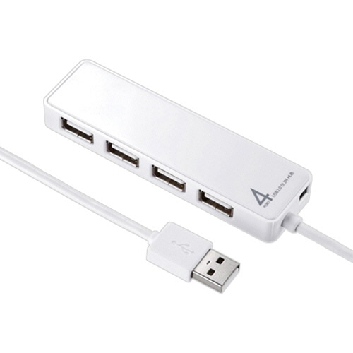 サンワサプライ HDD接続対応・面ファスナー付4ポートUSB2.0ハブ(セルフ/バスパワー) ホワイト USB-HTV410WN2 1個
