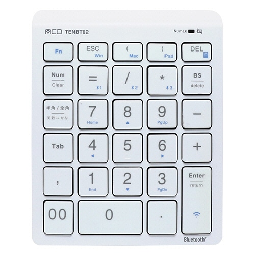 ナカバヤシ　ＭＣＯ（ミヨシ）　Ｂｌｕｅｔｏｏｔｈテンキー　ホワイト　ＴＥＮＢＴ０２／ＷＨ　１個