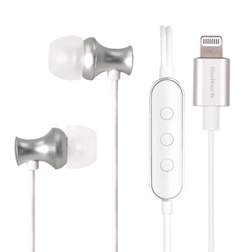 オウルテック Lightningコネクタイヤホン マイクボリュームコントロール付 シルバー 90cm OWL-EPLT01-SSI 1個