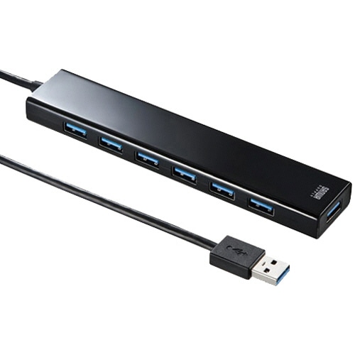 サンワサプライ 急速充電ポート付きUSB3.2Gen1 7ポートハブ ブラック USB-3H703BKN 1個