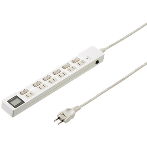 ハイディスク ワットメーター付電源タップ 2P・6個口 1.5m HDTAC6WMWH 1個