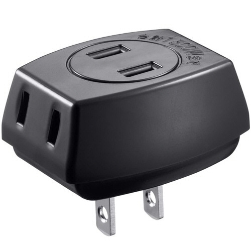 サンワサプライ トリプルタップ 2P・3個口 ブラック TAP-AC3BKN2 1個