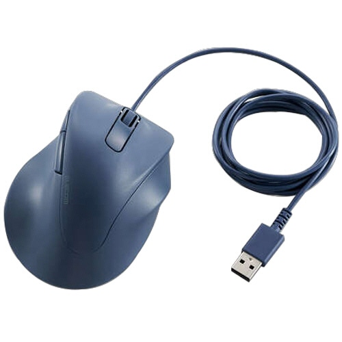 エレコム 静音 有線マウス EX-G 5ボタン Mサイズ ブルー M-XGM30UBSKBU 1個